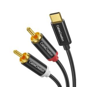 CABLECREATION USB TO RCA 오디오 케이블 S23용 TYPE 16 15 갤럭시 스테레오 시어터 DVD 앰프 6피트 자동차 삼성 8M 어댑터 시리즈 스피커 스플리터