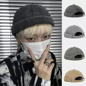 [룽스_62]빈티지룩 숏비니 워싱면 모자 모자 데님 와치캡