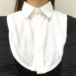 [룽스_62]화이트 쉬폰 목셔츠 목카라 클래식 페이크카라