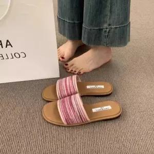 룽나루 여자 여름 오픈토 스트랩 슬리퍼 앤티크 로마 샌들 아웃도어 플랫 HO2