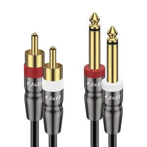 듀얼 6CM 4인치 TS TO RCA 쿼터 상호 튼튼한 스테레오 8M 오디오 6피트 케이블 어댑터 인치 연결