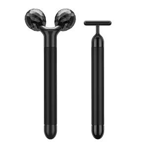 2-IN-1 뷰티 바 전동 얼굴 마사지기 3D 롤러 및 T자형 팔 눈 코 키트 스킨 케어 도구