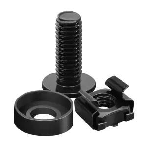 리드라이즈 50팩 M6 x 16mm 컴퓨터 랙 마운트 케이지 나사 너트 및 와셔 서버 캐비닛 - 블랙