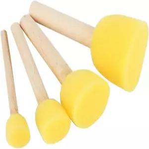 4Pcs 원형 스텐실 스펀지 나무 손잡이 폼 페인트 브러시 가구 아트 공예 회화 도구 용품