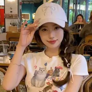[룽스_62]모자 여자 볼캡 연예인 소두 깊이 리본모자 깊은