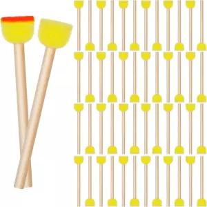 아크릴 페인팅을 위한 나무 손잡이 폼 스텐실이 있는 50Pcs 0.6인치 원형 스펀지 브러시 페인트 예술 및