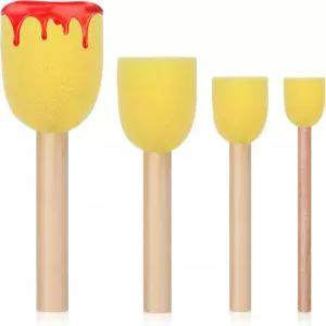 4PCS 원형 스펀지 브러시 세트 아트 페인트 아크릴 페인팅 및 페이스 붓 예술 DIY 공예 혼합 크기 노란색