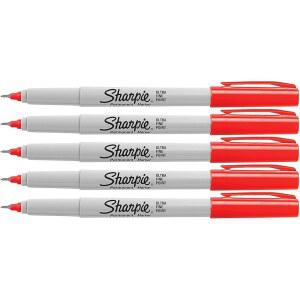 SHARPIE 레드 울트라 파인 포인트 영구 5개입 마커