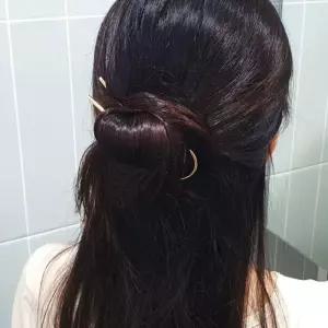 [룽스_62]메탈 한복뒤꽂이 유핀 비녀 금 헤어