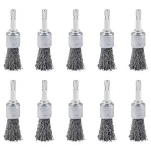 드릴용 WUBOECE 10PCS 와이어 브러시 고탄소강 금속 및 비금속 표면을 다루는 데 능숙한 1/4인치 육각 생크