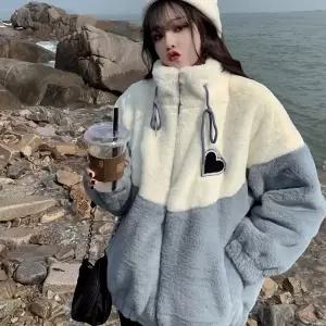 디작소 여성 하트 포인트 양털 플리스 집업 자켓 3329295