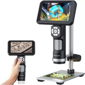 동전용 4K HDMI 디지털 현미경 3840P UHD 비디오 5인치 화면의 납땜 카메라 1200X 휴대용 확대기 LED 조명
