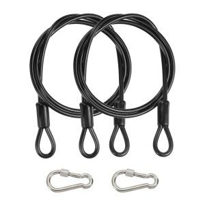 PATIKIL 케이블 9M 3피트 9CM 16인치 잠금 수하물 로프 5MM 블랙 여행 이중 루프 브레이드 코팅 와이어 안전 2개 스틸 케이블용 자전거 스테인리스 16인치
