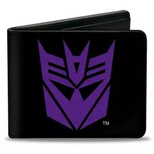 Buckle-Down Hasbro Wallet, Bifold, Transformers Decepticon Shield 검정 자주색, 비건 가죽