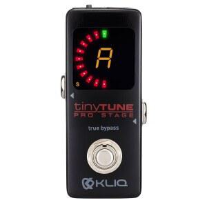 진정한 바이패스 스위칭, 피치 보정 및 플랫 튜닝을 갖춘 기타 베이스용 KLIQ TinyTune Pro 스테이지 튜너 페달(전원 공급 필요)