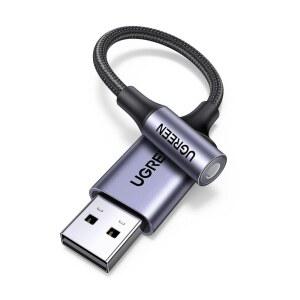 UGREEN USB to 3.5mm 잭 오디오 어댑터 사운드 카드 지원 마이크 TRRS 헤드폰 DAC 24bit 96kHz 나일론 땋은 USB to Aux 잭 Windows Mac Linux PC PS5 PS4 스위치 2 스피커, 9.8인치