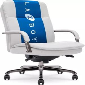 LaZBoy 오퍼스 이그제큐티브 미드 백 오피스 의자 채널 터프트 시트 및 등받이 이중 레이어 쿠션 패딩 암