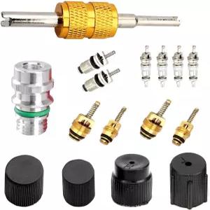 Zosgrow 16 PCS 에어컨 밸브 코어 키트 R134A A/C 덕트 압력 캡 및 서비스 대부분의 자동차 트럭 SUV를