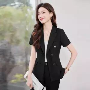 여자투피스 여름 반팔 오피스룩 시크 캐주얼 레트로 미니멀 데일리 트렌디 자켓 + 스커트 or 팬츠 정장세트