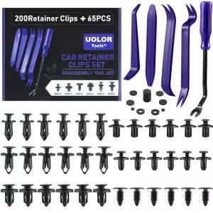 Uolor 265PCS 자동차 범퍼 리테이너 클립 플라스틱 자동 고정 장치 푸시 키트 가장 인기 있는 사이즈 핀