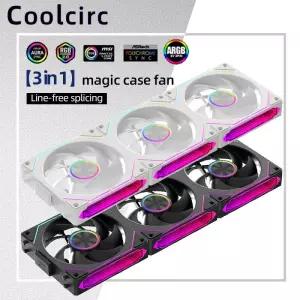 Coolcirc DL-2 120mm ARGB 냉각 팬 모듈형 무선 스택형 접합 800-2000RPM PWM 게임용 PC 케이스 워터