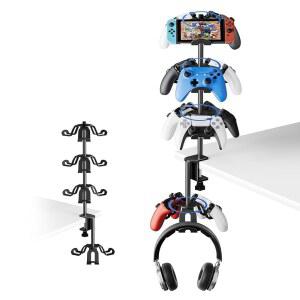 ZHGM 회전식 알루미늄 책상 클램프 컨트롤러 블랙 XBOX 행거 호환됩니다 홀더 유니버설 언더 PS5 게이밍 PS4 헤드폰 스위치 스탠드 4티어 데스크 헤드셋 닌텐도