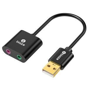 3.5mm 헤드폰 및 마이크 TRS 잭이 포함된 USB to 3.5mm 잭 오디오 어댑터 외장 사운드 카드, Windows, 노트북, 데스크톱, MAC, 리눅스, PC, PS5, PS4와 호환 가능