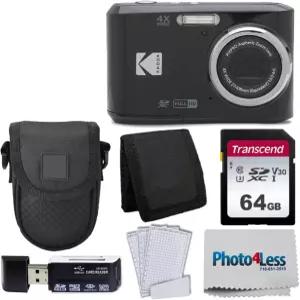 블랙 포인트 및 슈팅 카메라 케이스가 포함된 코닥 픽스프로 FZ45 디지털 번들 64GB SD 메모리 카드 3중