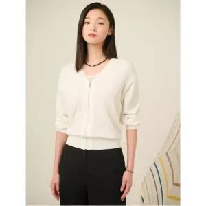 집업 V넥 긴소매 카디건 아이보리 BF545AC050 1284412