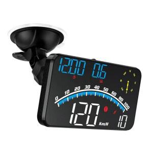 DYNO RACING 5인치 디지털 디스플레이 게이지 속도 전원 경도 알람 운전 거리 속도계 HUD USB 토메 GPS 가속 운전 속도 위도 헤드업 피로