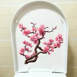 벚꽃 화장실 커버 스티커 데칼 물고기 새꽃 잎 방수 변기 뚜껑 탱크 시트 시스터 셀프 접착 욕실 벽