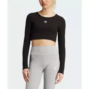 매장정품 ADIDAS 아디다스 에센셜 립 크롭 긴팔 티 - 블랙 IW5725 1551304