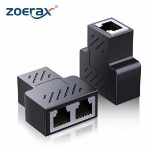 ZoeRax 2PCS RJ45 분배기 1-2 이더넷 어댑터 인터넷 네트워크 케이블 익스텐더 커넥터 커플러 PC TV 박스
