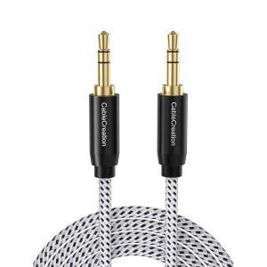 5MM AUX 케이블 CABLECREATION 8M 6피트 에코 헤드폰 호환 HIFI 스마트폰 사운드 코드 오디오 나일론 스테레오 MER와 자동차 스테레오 브레이드 케이블 스피커 광석