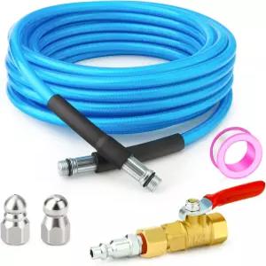 GASHER 23피트 가정용 건조기 통풍구 청소 키트 제트 노즐 2개 1/4인치 NPT 볼 밸브 에어 플러그 감속기