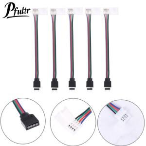 5050 LED RGB 스트립 조명 커넥터 컨트롤러 점퍼 납땜리스 클립 온 피그테일 전원 어댑터 4 핀 도체 5 개