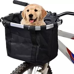 URBEST 자전거 바구니 소형 반려동물 고양이 개 접이식 캐리어 탈착식 핸들바 앞 빠른 해제 및 설치가 간편