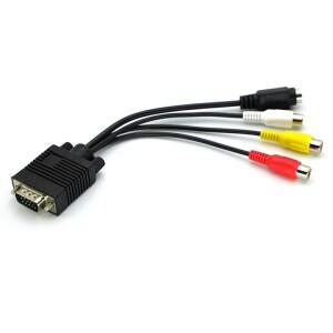 VGA to S 비디오 3 RCA 컨버터 AV TV 출력 케이블 어댑터 암 커넥터 노트북 PC HDTV 모니터용 1 개