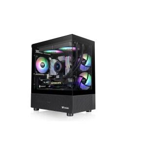 써멀테이크 뷰 170 TG ARGB 블랙 마이크로-ATX 케이스, 3x120mm ARGB 팬 포함, 최대 280mm 라디에이터 지원, 전면 및 측면 듀얼 강화 유리 패널, CA-1Z4-00M1WN-00, 3년 보증