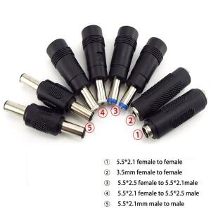 5.5X 2.1MM 암-수 남성-남성 5.5x2.5mm 3.5mm 3.5x1.35mm 남성 5521 플매트 카펫 러그 어댑터 DC 전원 잭