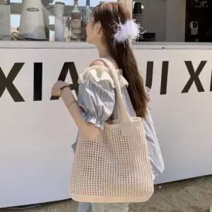 여름용 그물 니트 스퀘어 숄더 쇼퍼 에코백 가방 그물가방 여름가방 그물백 쇼퍼백