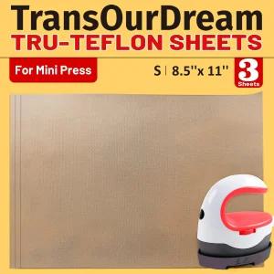 미니 히트 프레스 내열 공예 매트 승화 용지 및 열 전달 재사용 가능한 TransOurDream 3팩 PTFE 테프론