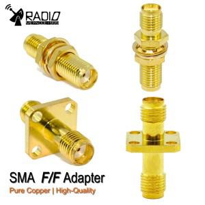 SMA 암 - 커넥터 4 홀 플랜지 소켓 벌크헤드 패널 마운트 와셔 너트 RF 동축 어댑터 스트레이트