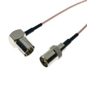 RG179 케이블 TV 남성 IEC DVB-T PAL 9.5mm 여성 직각 커넥터 동축 75 옴 RF