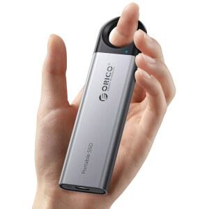 ORICO 1TB 외장 SSD 최대 1050MB/s, 행잉 홀 디자인 휴대용 솔리드 스테이트 드라이브, USB C&A 2 in 1 케이블, 타입-C 스마트폰, 태블릿, 노트북을
