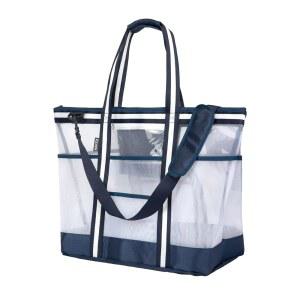 벌켄 42L 엑스트라 라지 메쉬 비치백. 9포켓 탑 지퍼 토트백 숄더백