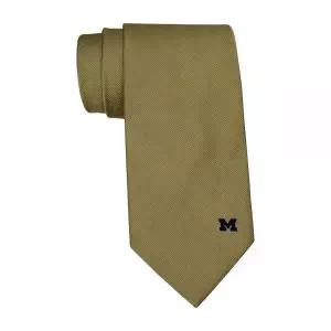 Brooks Brothers Collegiate Collection Michigan 로고 단색 옐로우 타이