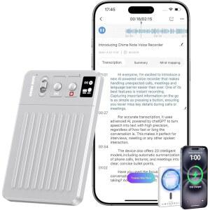 AI 음성 녹음기 CHATGPT APP 컨트롤별 64GB 메모리 충전 회의 전사 디지털 121개 언어 요약 실버용 무선