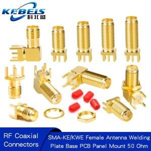 RF 암수 동축 커넥터 PCB 패널 마운트 터미널 어댑터 금도금 안테나 용접 플레이트 베이스 50 옴 SMA-KE KW