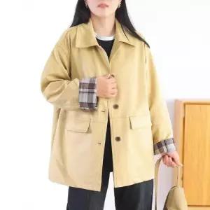 엘럽 여자 하프 빈티지 이너 가을 체크 코트 트렌치 톱 원템3